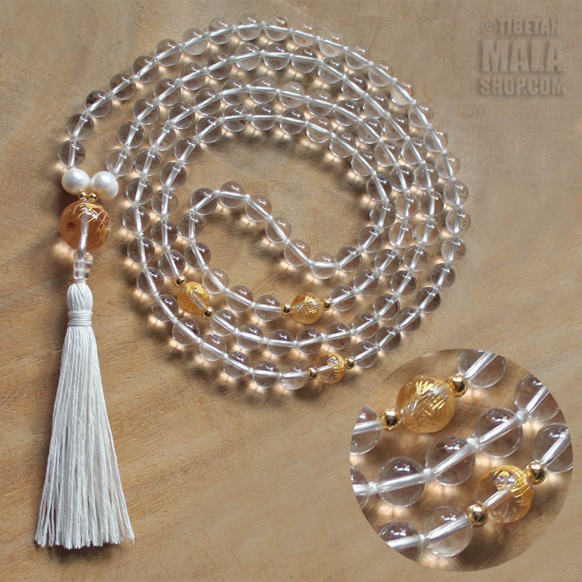 Clear Quartz Mala Beads Necklace - I am Limitless