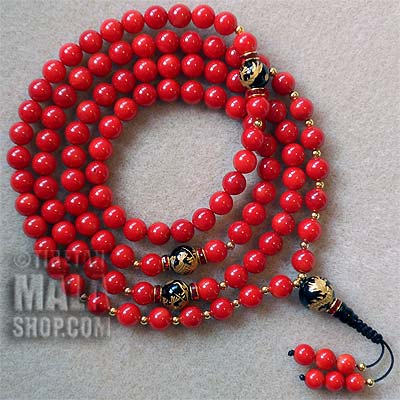 carved red coral beads