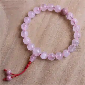 rose quartz wrist mala beads