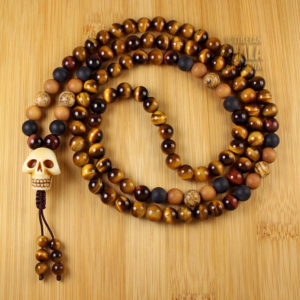 Mudra Crafts Buddhist Prayer Beads Tiger Eye Mala Beads 108